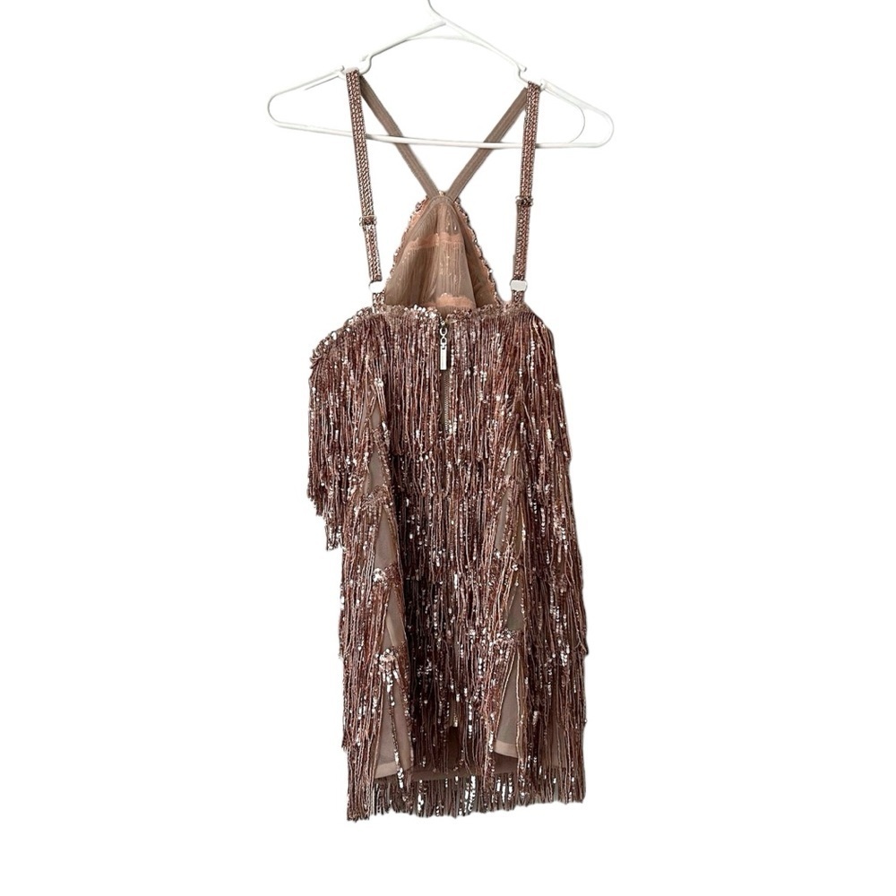 🆕 BRONX & BANCO Isle Fringe Mini Halter Dress Sz 4 US - Picture 3 of 10